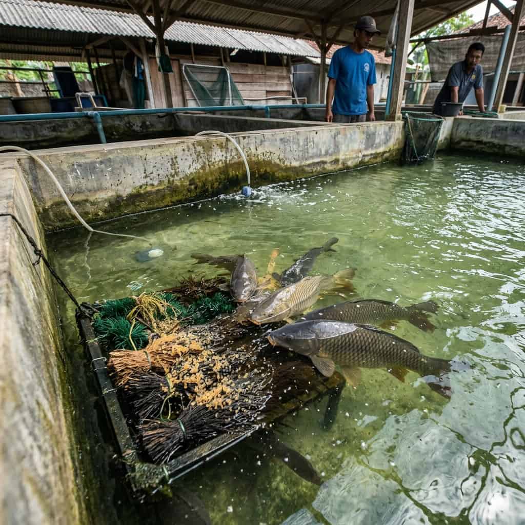 Proses pemijahan alami indukan ikan
