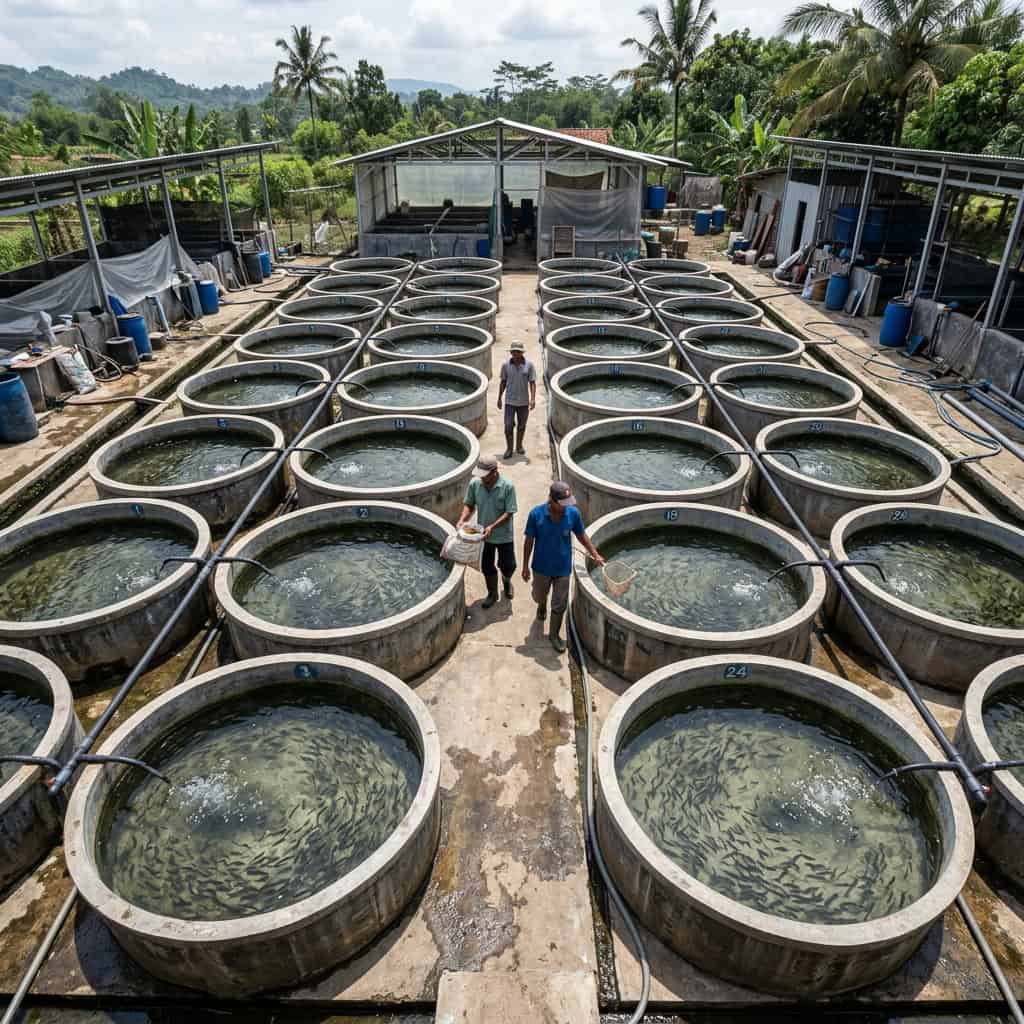 Tank pembenihan benih ikan Ashi Farm