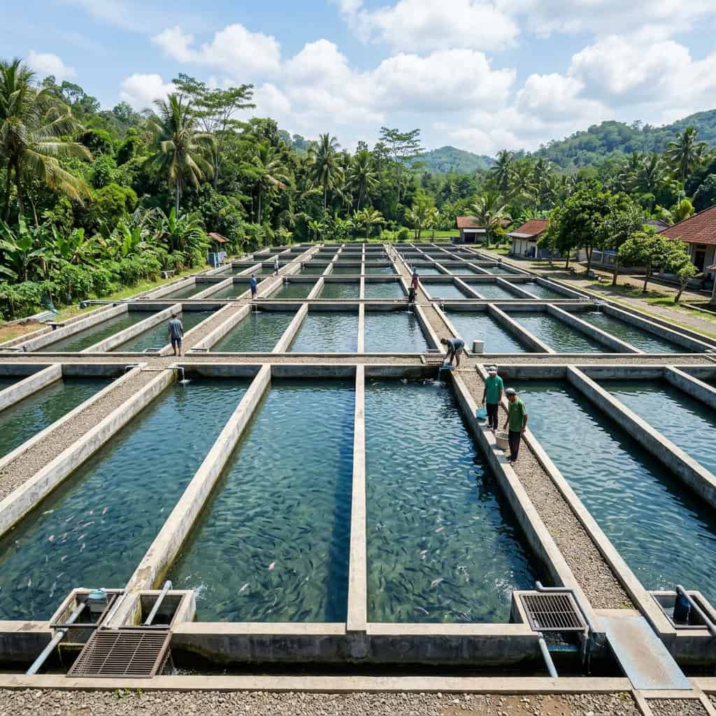 Kolam pembenihan benih ikan beton modern