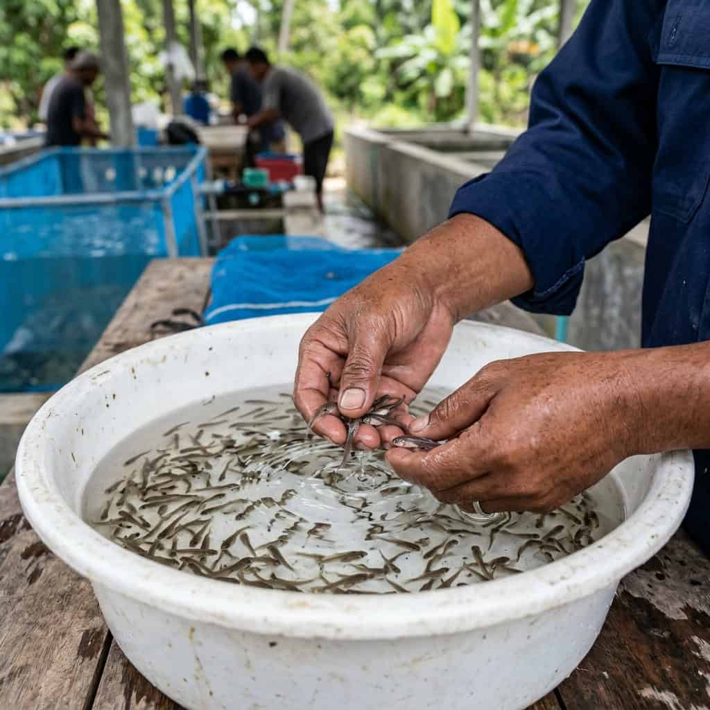 Pemeriksaan quality control benih ikan