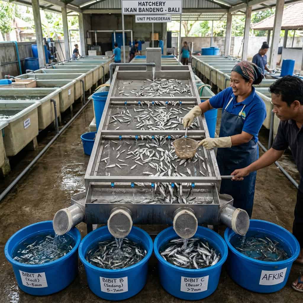 Alat grading ukuran benih ikan