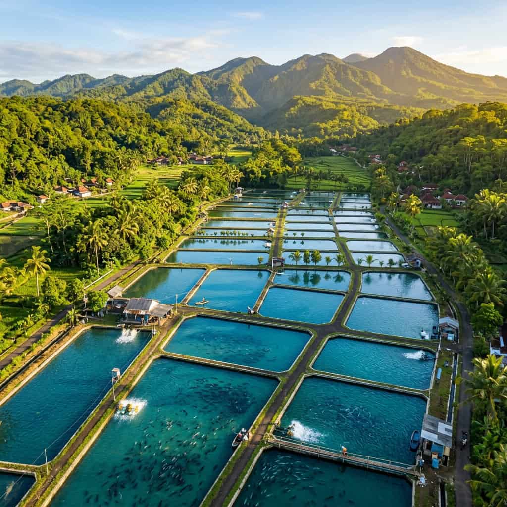 Kolam budidaya benih ikan air tawar Ashi Farm